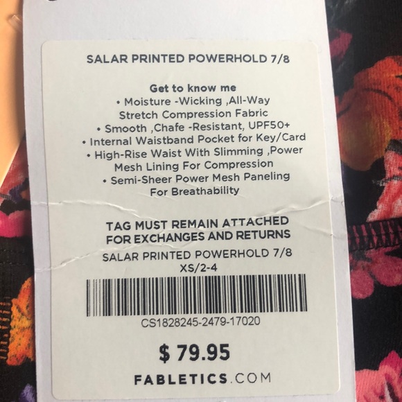 Fabletics Salar Printed Powerhold 7/8 Pants XS NWT - Picture 3 of 4